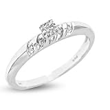 1/15 Carat T.W. Round Cut Diamond Women's Engagement Ring 14K White Gold Women's Engagement Ring - Free Gift Box -