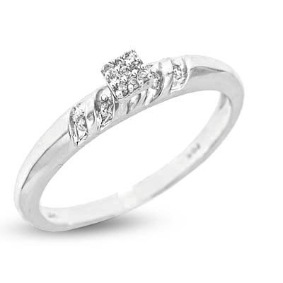 1/15 Carat T.W. Round Cut Diamond Women's Engagement Ring 14K White Gold Women's Engagement Ring - Free Gift Box -