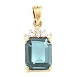 14K Yellow Gold Aquamarine and Diamond Pendant