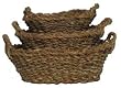 Natural Hand Woven Seagrass Round Baskets Lg= 13"Dx4.5"H Set of 3