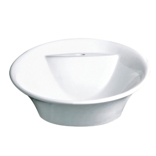Decolav 1450-CWH Round Vitreous China Above-Counter Vessel with Single-Hole Faucet Deck, White