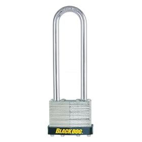 Black Dog 55185 Laminated Long Shackle Padlock Keyed Different, 1-1/2 Inch