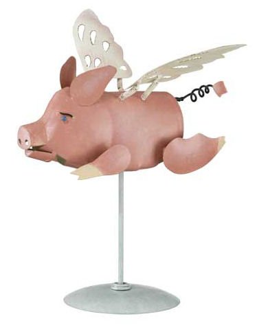 Low Flying Pig Jiggle Wings Garden Wind Stake and Statuary