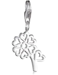 VINANI brand Germany 925 Sterling Silver Charm Pendant Flower of Love shiny Heart Flower HHBL