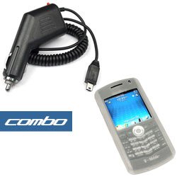 Bargaincell- RIM Blackberry 8100 8100c Pearl PDA Smartphone Accessory Bundle- Car Cigarette Lighter Charger + Smoke Transparent Silicon / Slicone Cover Case