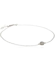 Sterling Silver Cubic Zirconia Round Station Anklet, 9 + 1"