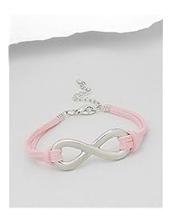 Light Pink Infinity Artificial Suede Leather Bracelet In White Base