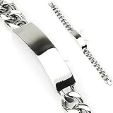 316L Stainless Steel Bracelet with Round Linked Chains & Engraving Plate - Length 8.66