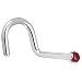 Solid 18KT White Gold (July) 1.5mm Genuine Ruby Right Nostril Screw- 20 Gauge