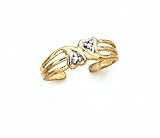 14K .01CT DIA DBL HRT TOE RING - GH24004