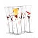 CHATEAU ORLEANS FLUTE GLASSES - CHATEAU ORLEANS COLLECTION SET OF SIX ASSORTED RED DESIGN FLUTE GLASSES
