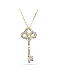 0.25 Cts Diamond Celtic Trinity Key Pendant in 14K Yellow Gold