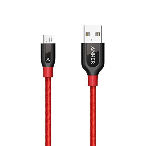 Anker PowerLine+ Micro USBケーブル【防弾仕様の高耐久ケブラー素材 / 2重編込の高耐久ナイロン素材 / フェルト製ポーチ付属】 急速充電 高速データ通信対応 Xperia、Nexus、Samsung、Android 各種、その他USB機器対応 (0.9m レッド)