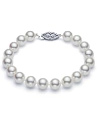 PremiumPearl 7.5-8mm White Japanese Akoya Cultured Pearl Bracelet AAA Quality with Yellow Gold Standard Clasp, 7.5" Length