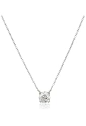 Platinum or Gold Plated Sterling Silver Swarovski Zirconia Round Solitaire Pendant Necklace