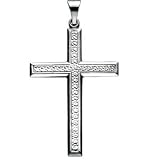 14K White Gold Cross Pendant - 33.5x23.5mm