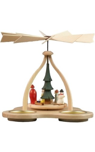 Alexander Taron Home Seasonal Décorative Accessories Dregeno Pyramid – Santa, Snowman and Children – 6.5″H x 6.5″W x 6.5″D