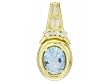 14K Yellow Gold Aquamarine and Diamond Pendant