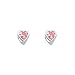 .925 Sterling Silver Rhodium Plated 4mm October Birthstone Heart Bezel CZ Solitaire Basket Stud Earrings for Baby and Children & Women with Screw-back (Pink Tourmaline, Light Pink)