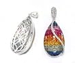 14K White Gold Multi-Color Sapphire and Diamond Pendant