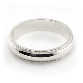 10K White Gold Wedding Bands 4mm Milgrain