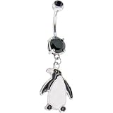 Midnight Gem SNOW PENGUIN Dangle Belly Ring