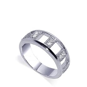 .925 Sterling Silver Band 6 MM Womens Cubic Zirconia Ring