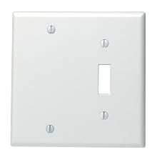 Leviton 88006 2-Gang 1-Toggle 1-Blank Device Combination Wallplate, Standard Size, Thermoset, Box Mount, White