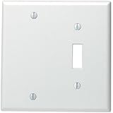 Leviton 88006 2-Gang 1-Toggle 1-Blank Device Combination Wallplate, Standard Size, Thermoset, Box Mount, White