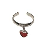 Silver Plated Dangling Red Heart Toe Ring