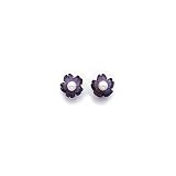 Sardelli - 14k Gold Amethyst Flower with Cultured Pearl Earrings