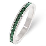 Rhodium Plated Emerald CZ Eternity Band