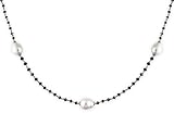 14k Gold 30ct TDW Black Diamond and South Sea Pearl Necklace (11-12 mm)