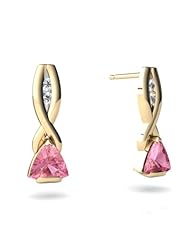 Created Pink Sapphire 14kt Yellow Gold Earrings