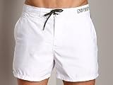 Emporio Armani Piping & Logo Techno Swim Shorts White