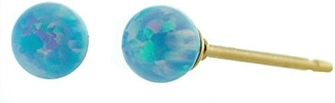 Carrie: 4mm Cornflower Blue Created Opal Ball Stud Post Earrings Solid 14/20 Gold Filled
