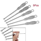 Floral Detail Metal Silver Tone Earpick Ear Care Tool 5 Pcs