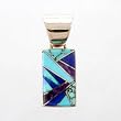 Rectangular 14kt Gold, Turquoise and Lapis Pendant by Calvin Begay, #8278