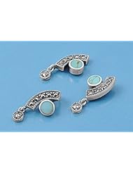Sterling Silver Turquoise Irregular Fancy Marcasite Earring Pendant Set