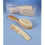 WOODEN lambs wool Baby Child HAIR BRUSH Comb set