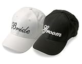 Wedding Bride and Groom Baseball Caps-Black