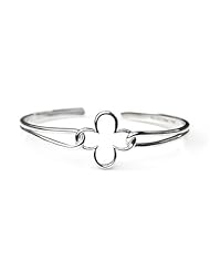 Platinum Plated 925 Sterling Silver Four Leaf Clover Wired Bangle
