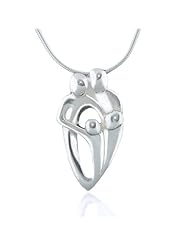 Chuvora Sterling Silver Love Family Hug Pendant Necklace 18, Parents Father Mother and 2 Children