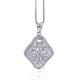 Sterling Silver/Rhodium Diamond Pendant w/ 18 Chain