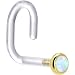 18 Gauge 1/4" Yellow Gold 2mm White Synthetic Opal Bioplast Nose Ring