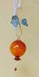 Red Glass Hummingbird Feeder with Decorative Copper and Ivy Hook