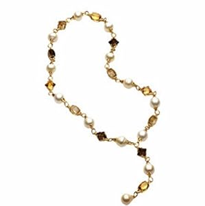 Golden South Sea Cultured Pearls And Genuine Gemstone Necklace