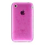 JKase® Flora Crystal Clear Hot Pink Soft Silicone Protective Case for Apple iPhone 3G / 3GS - [JKase Retail Packaging]