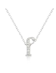 Alexander James White Gold Rhodium Plated Micro Pave Cubic Zirconia F Initial Pendant with Lobster Clasp set in Silvertone All pendants come with 16 Inch chain.