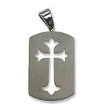 316L Stainless Steel Pendant Stainless Steel Pendant with matte polish and laser-cut cross.Length of Charm: 32mm Width of Charm: 12mm